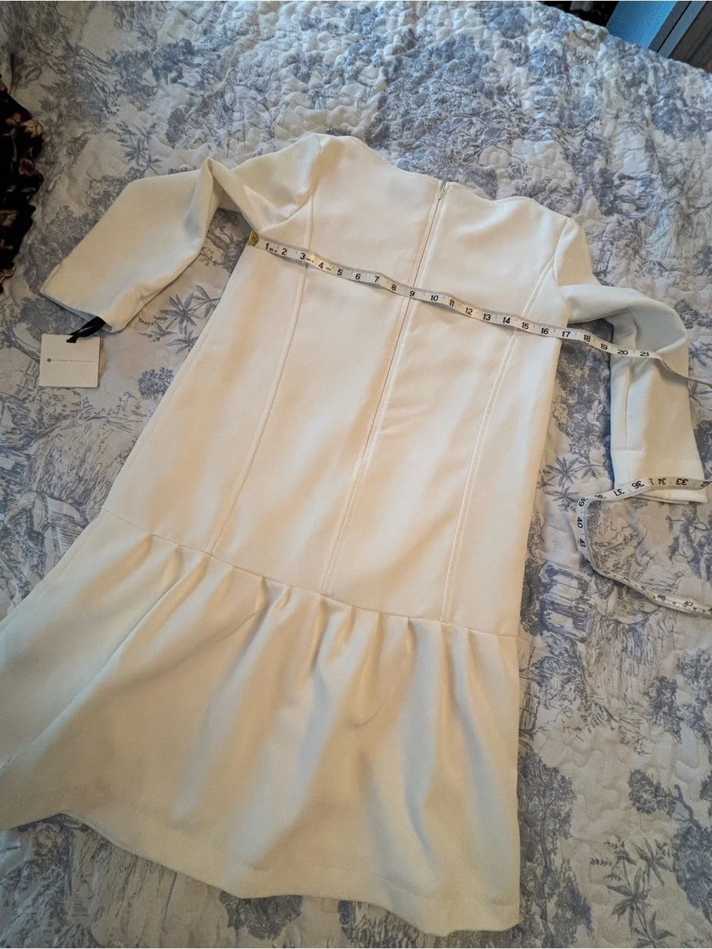 NWT Victoria Beckham Girls XL Cream Drop-Waist Dress Three-Quarter Sleeves